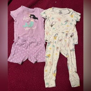 Lot of 2 Carter’s Baby Girl Pajamas Size 12 Months